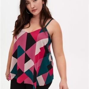 NWT Torrid Sophie Chiffon Swing Cami Geometric Pink and Black Women's Top 3X